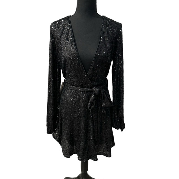 NWT! Bardot Sequin Sparkle Bellissa Dress In Black - Size Small / US4 - Picture 6 of 8